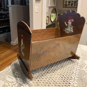 Vintage Wooden Doll Rocking Cradle